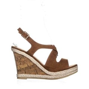 Callisto Brielle Wedge Slingback Peep Toe Sandals